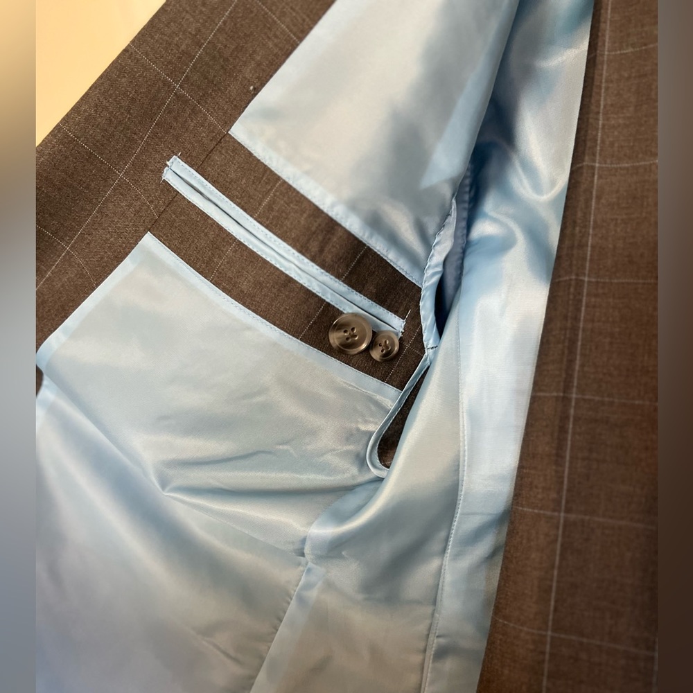 Custom Suit Light Blue Check - Picture 4 of 4